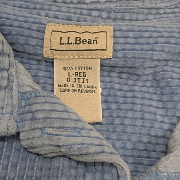 LL Bean Wide Whale Corduroy Shirt Jacket Shacket L Blue Outdoor Winter #2300 - Picture 2 of 9